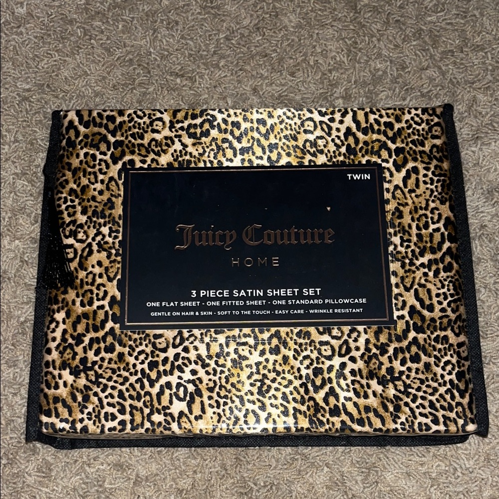 Juicy Couture Satin Sheet Set with Leopard Design